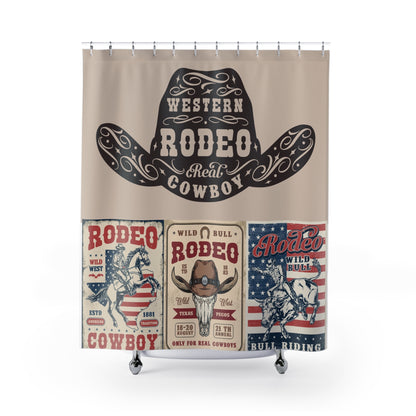 Western Rodeo Cowboy Shower Curtain - Rustic Home Décor for Western Lovers