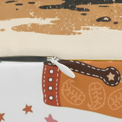 Wild As Heck Cowboy Lumbar Pillow — Retro Cowgirl Riding Horse Design
