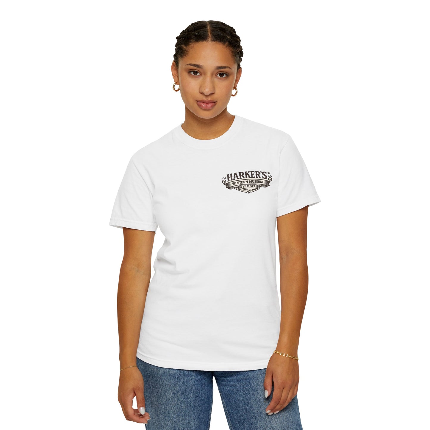 Harker's Bounty Hunter Unisex T-Shirt — “Harker’s Old West Lives Here” Vintage Western Tee