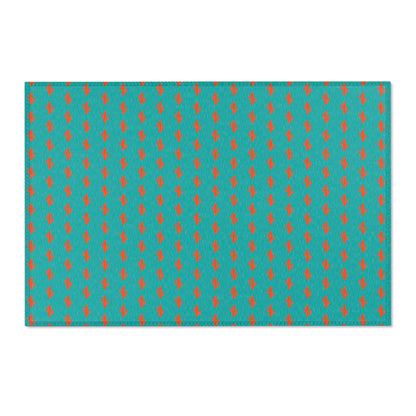 Turquoise & Coral Dot Area Rug — Modern Geometric Accent Rug for Living Room, Bedroom, or Nursery