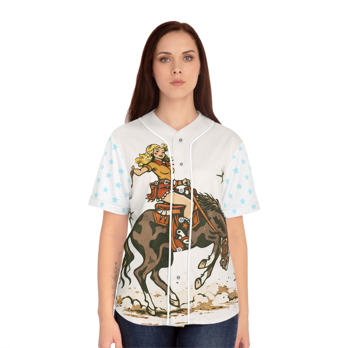 Cowgirl Rodeo Baseball Jersey — Vintage Western Horse Graphic Women’s Shirt