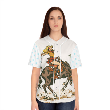 Cowgirl Rodeo Baseball Jersey — Vintage Western Horse Graphic Women’s Shirt