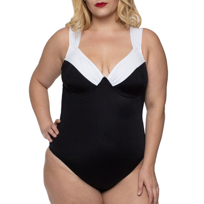 InstantFigure Contrast Trim One Piece Swimsuit 13496P