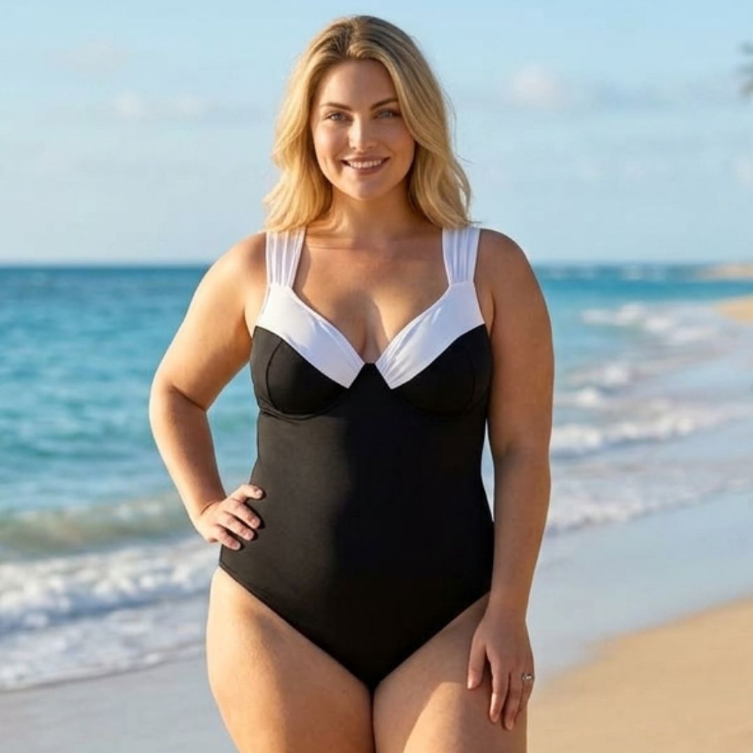 InstantFigure Contrast Trim One Piece Swimsuit 13496P