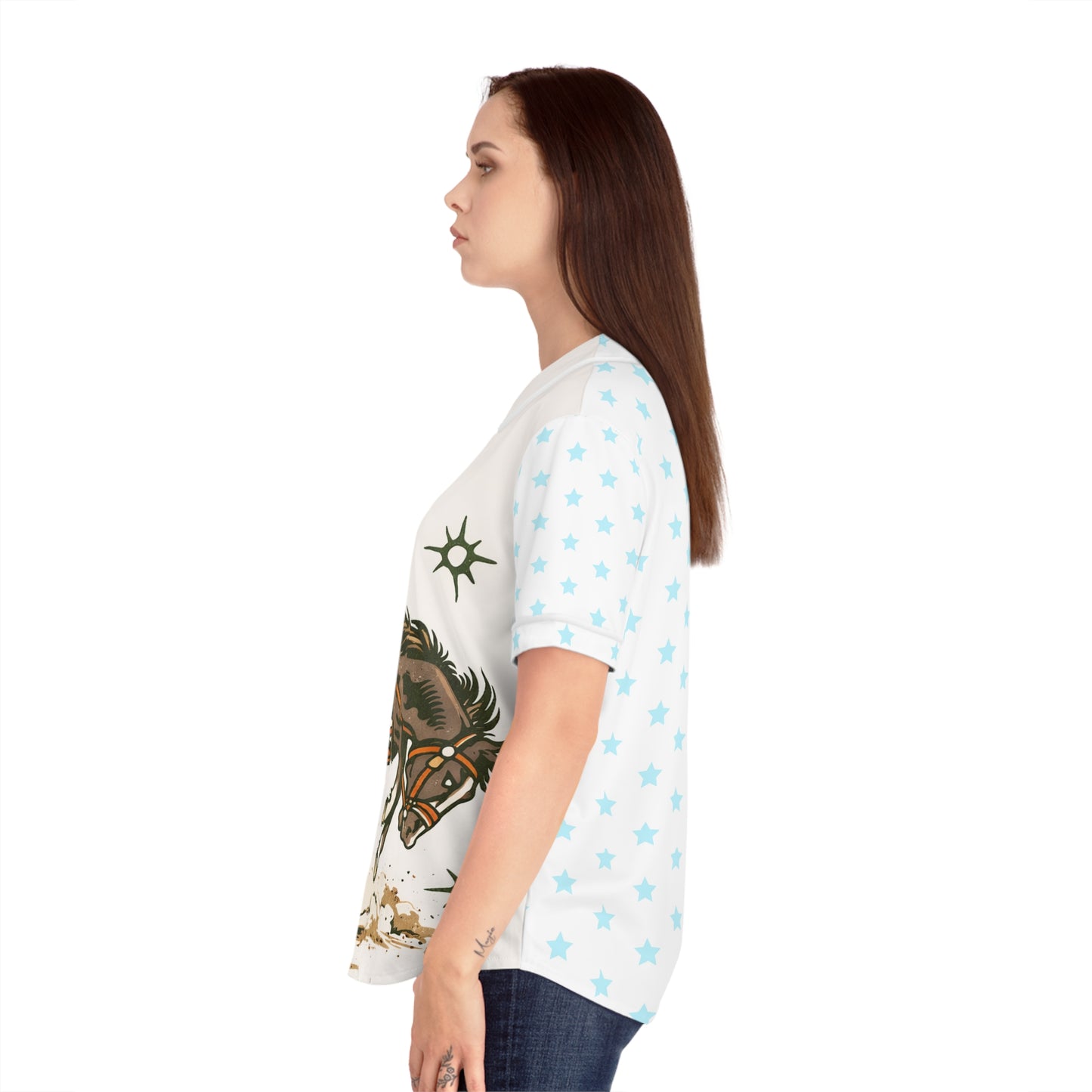Cowgirl Rodeo Baseball Jersey — Vintage Western Horse Graphic Women’s Shirt
