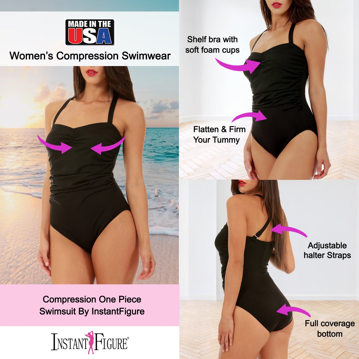 InstantFigure Swimsuit Halter Strap One Piece 13593P