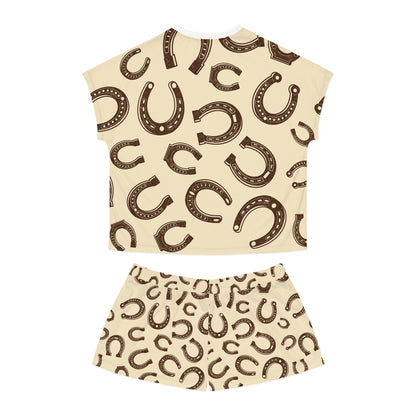 Wild As Heck Cowboy Horse Pajama Set — Womens Horseshoe Short Sleepwear