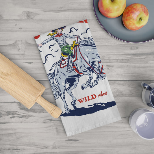 Cowgirl Wild West Tea Towel - Vintage Cowboy Kitchen Decor