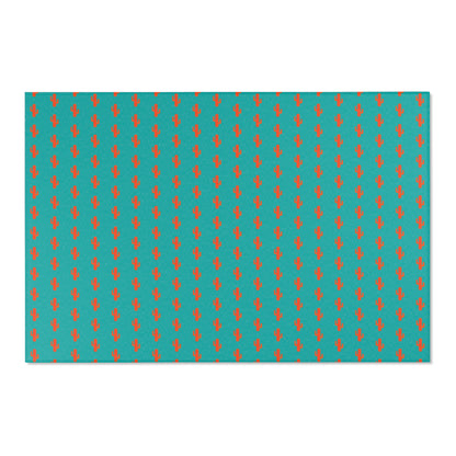 Turquoise & Coral Dot Area Rug — Modern Geometric Accent Rug for Living Room, Bedroom, or Nursery