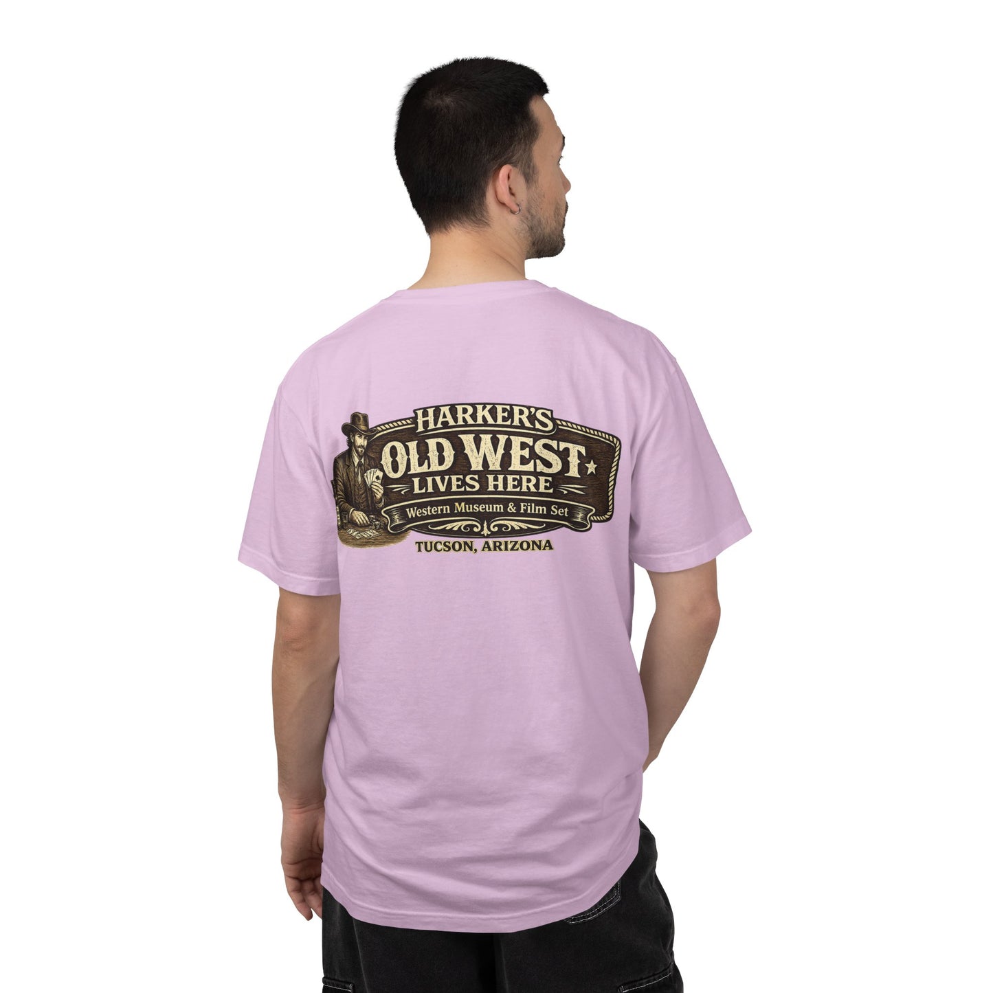 Harker's Gambler Unisex T-Shirt — “Harker’s Old West Lives Here” Vintage Western Tee