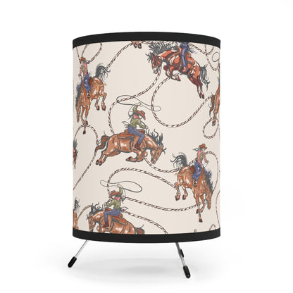 Western Cowboy Tripod Lamp with High-Res Printed Shade