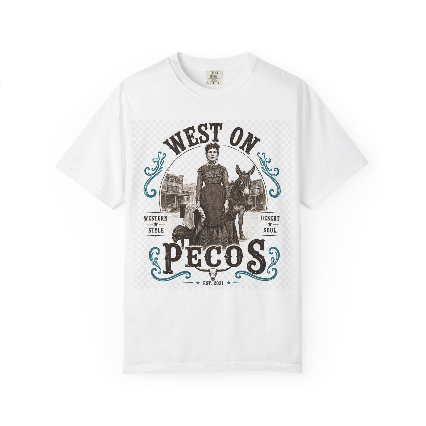 West on Pecos Vintage Western T-Shirt — Retro Cowboy Desert Design