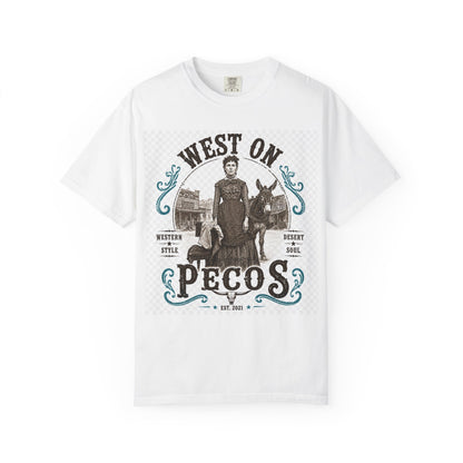 West on Pecos Vintage Western T-Shirt — Retro Cowboy Desert Design