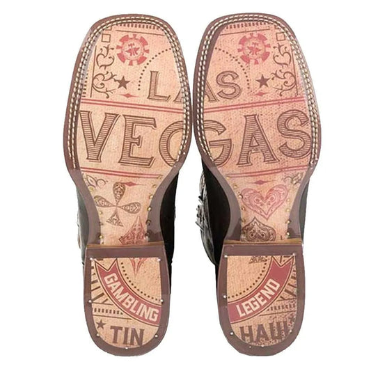 Tin Haul Kings / Gambling Legend ( Black) - Mens Leather Cowboy Boot