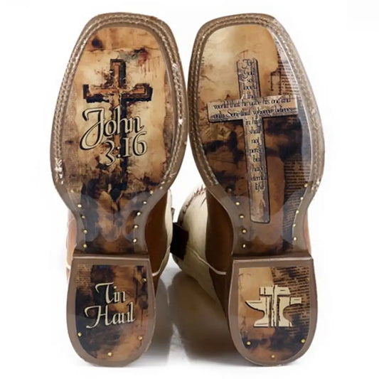 Tin Haul Show Of Faith/Fellowship - Men's Leather Cowboy Boot