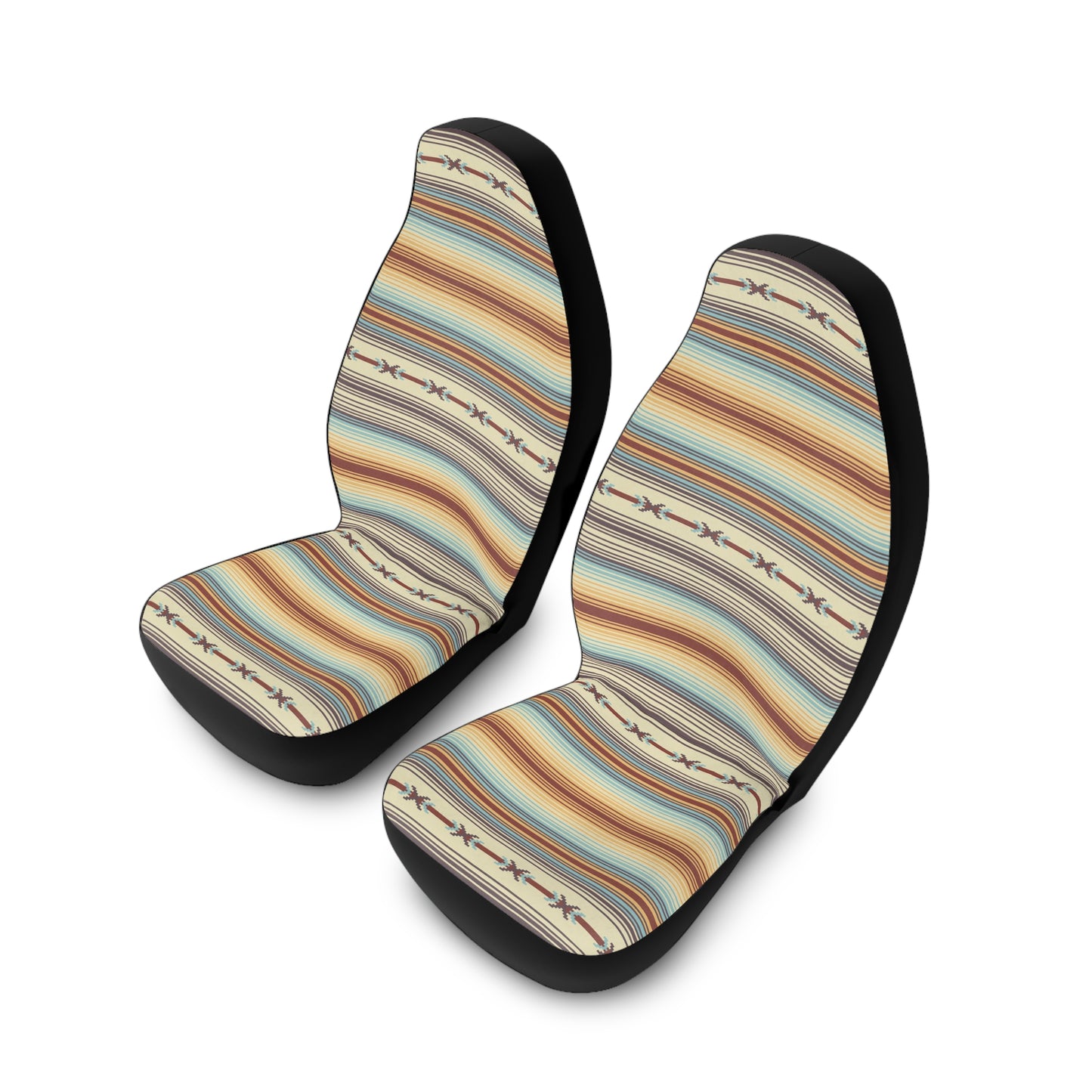 Southwestern Stripe Car Seat Covers — Boho Serape Pattern Polyester Seat Protector