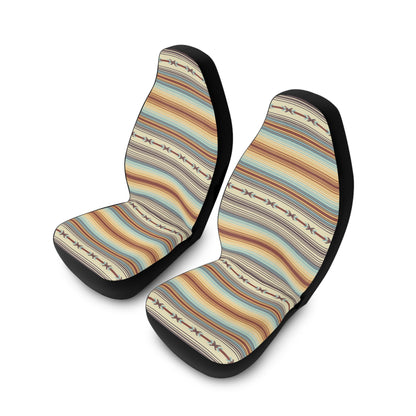 Southwestern Stripe Car Seat Covers — Boho Serape Pattern Polyester Seat Protector