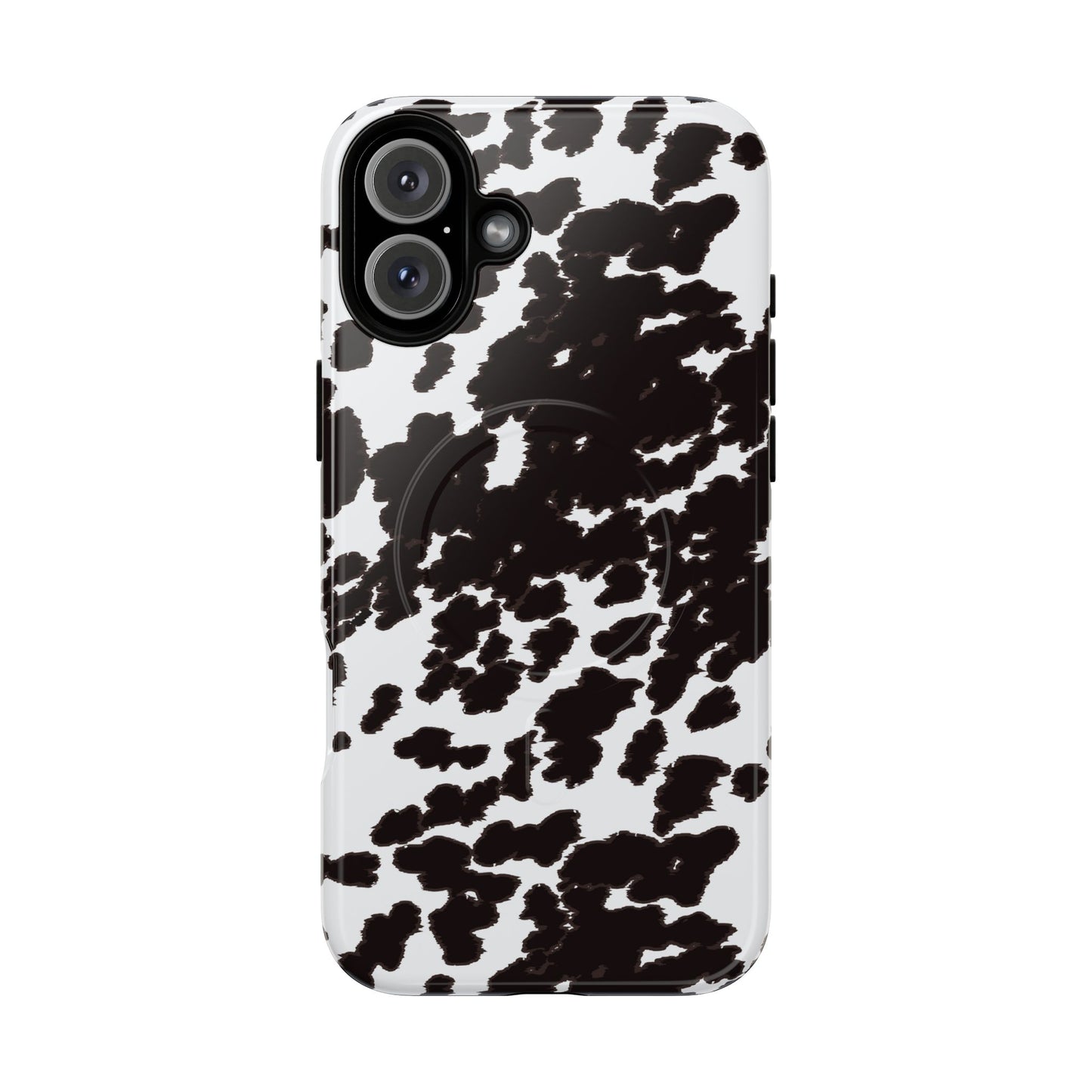 Cow Print Tough Magnetic Phone Case — Black & White Protective MagSafe Cover