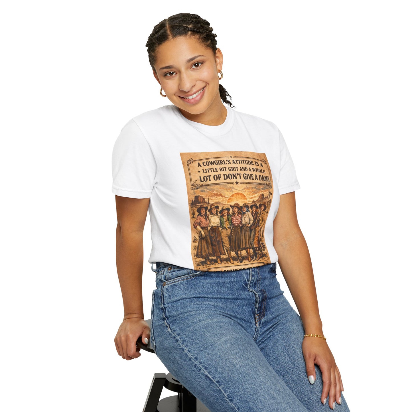 Cowgirl Attitude Graphic T-Shirt — "Welcome to the West" Vintage Western Tee