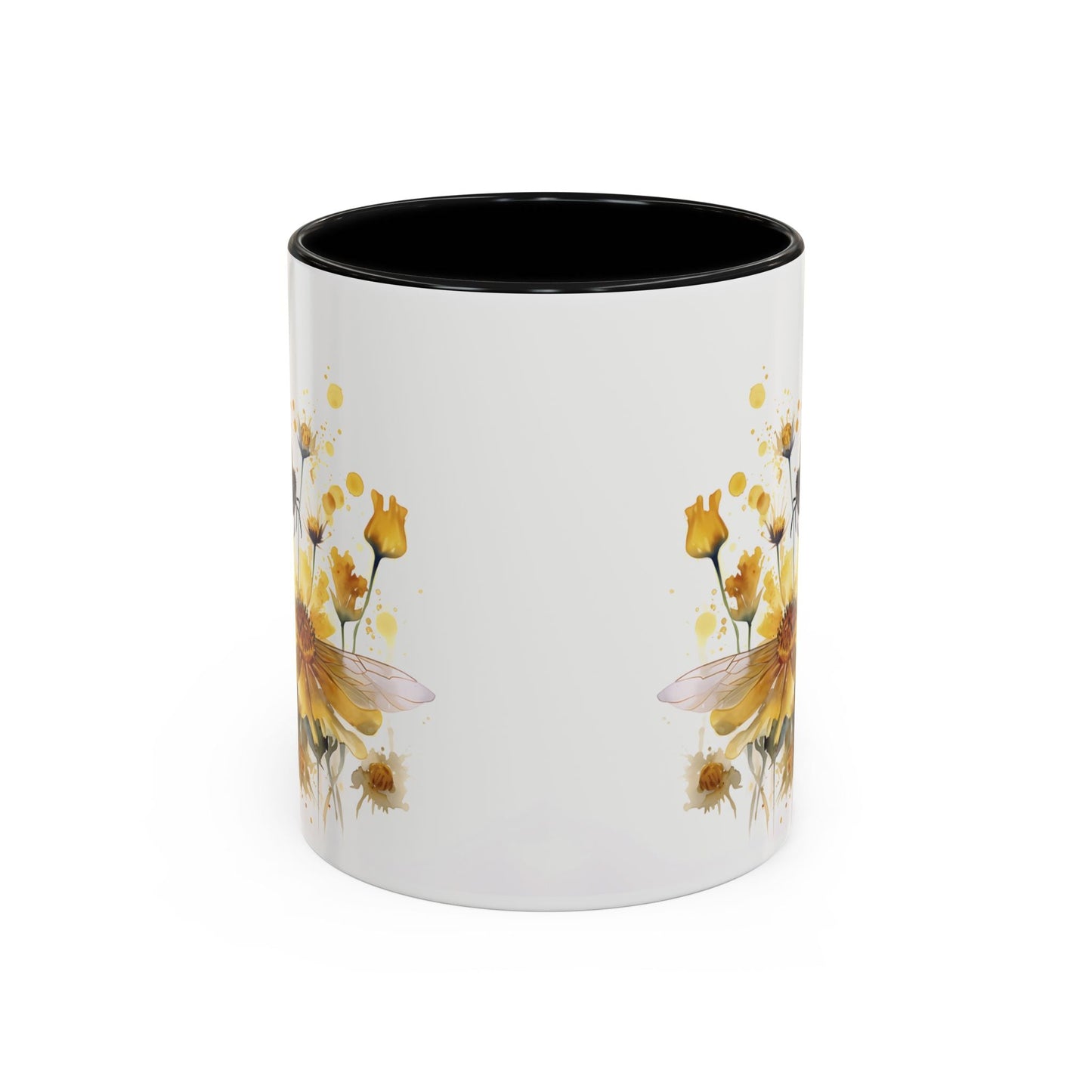 Golden Bee Wildflower Ceramic Coffee Mug - Cottage Style Coffee Mug