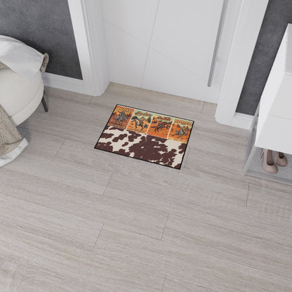 Rodeo-Themed Heavy Duty Floor Mat, Western Home Decor, Cowhide Area Rug, Cowboy Style, Durable Entrance Mat