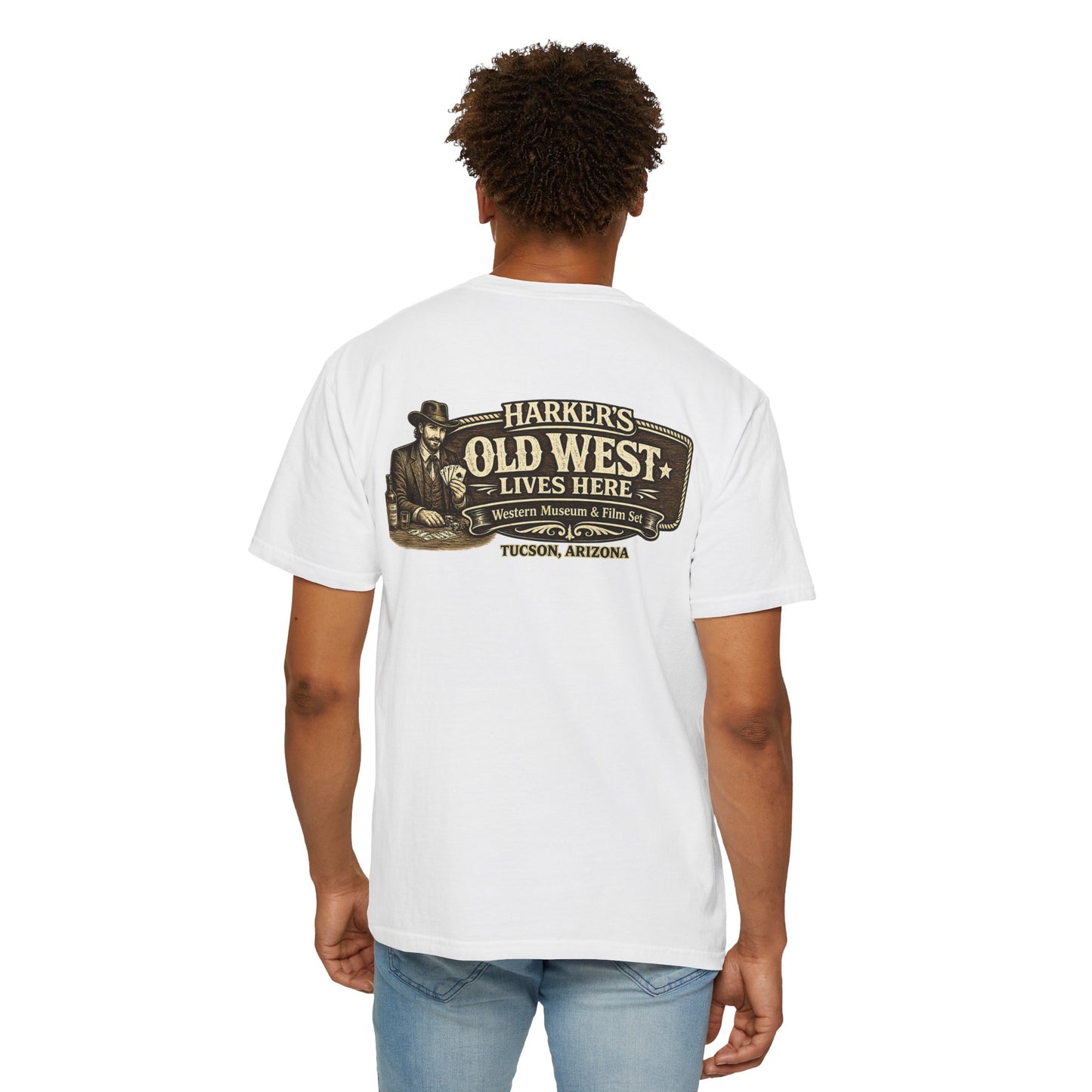 Harker's Gambler Unisex T-Shirt — “Harker’s Old West Lives Here” Vintage Western Tee