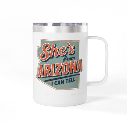 She's From Arizona 15oz Tumbler Mug — Retro State Pride Coffee Cup