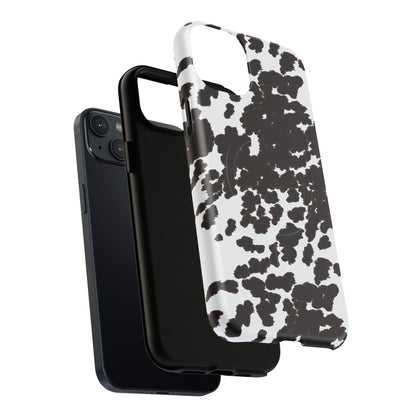 Cow Print Tough Magnetic Phone Case — Black & White Protective MagSafe Cover