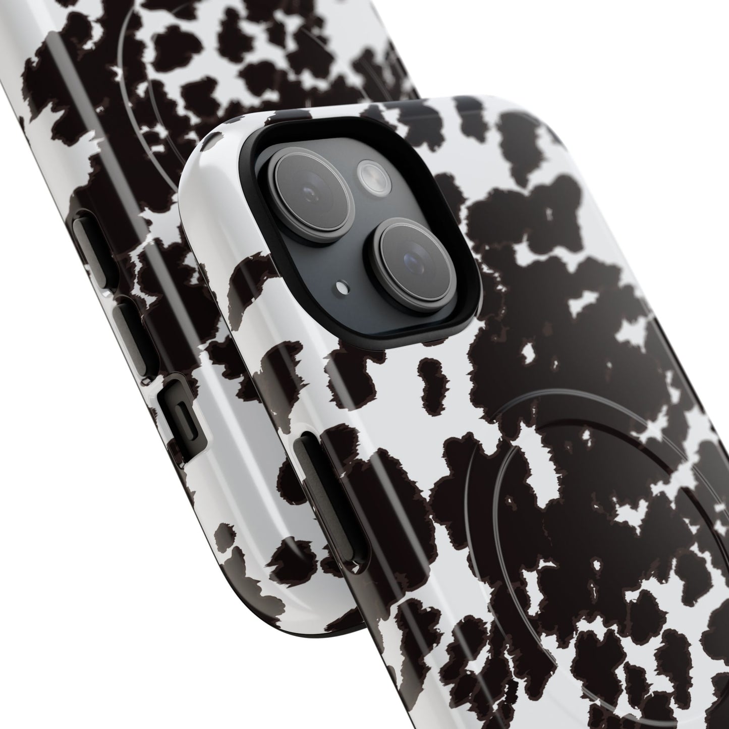 Cow Print Tough Magnetic Phone Case — Black & White Protective MagSafe Cover