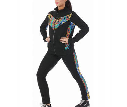 InstantFigure Activewear Printed Jacket W/Contrast Trim - 144029