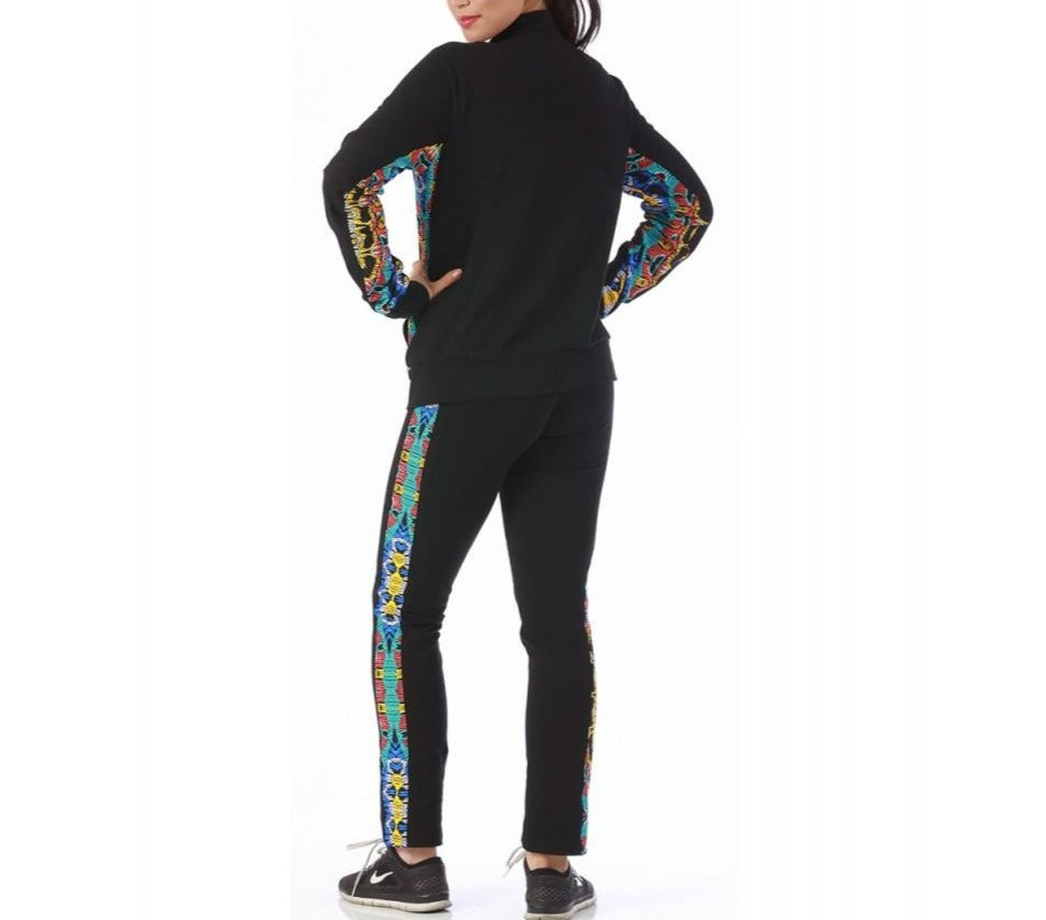 InstantFigure Activewear Printed Jacket W/Contrast Trim - 144029