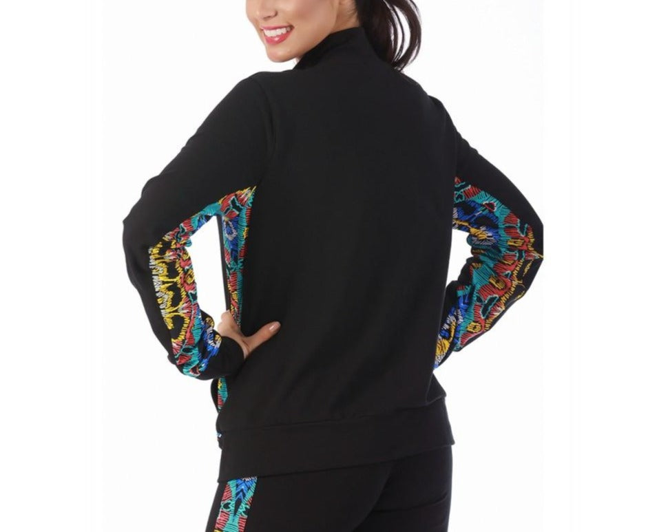 InstantFigure Activewear Printed Jacket W/Contrast Trim - 144029