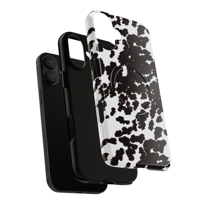 Cow Print Tough Magnetic Phone Case — Black & White Protective MagSafe Cover