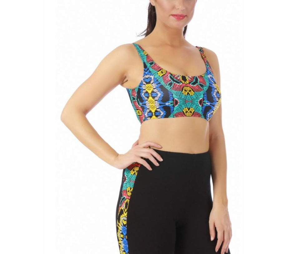 InstantFigure Activewear Printed Crop Top W/1inch Straps - 145006