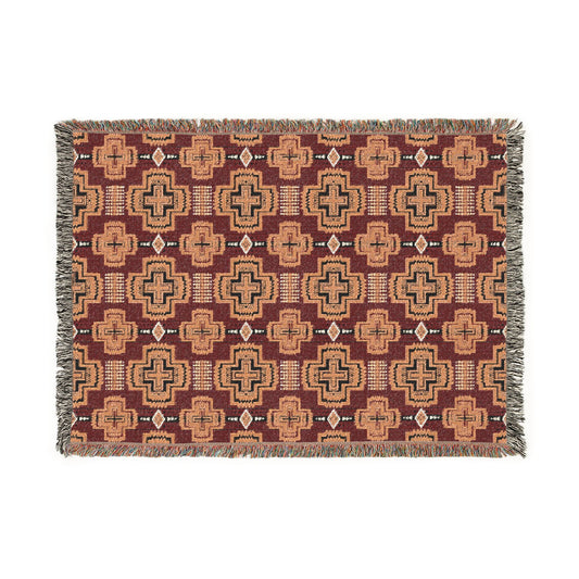Southwestern Woven Blanket – Geometric Tribal Throw for Cozy Living Room or Cabin