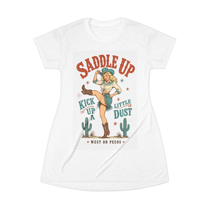 Cowgirl "Saddle Up" T-Shirt Dress – Kick Up A Little Dust Western Graphic
