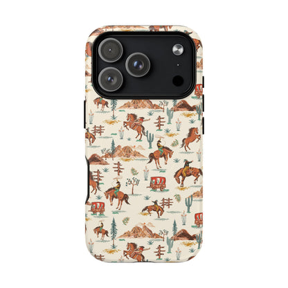 Western Cowboy Pattern Tough Magnetic Phone Case