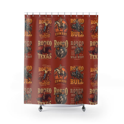 Rustic Cowboy Rodeo Shower Curtain Red