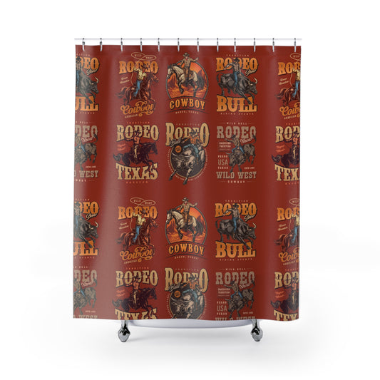 Rustic Cowboy Rodeo Shower Curtain Red