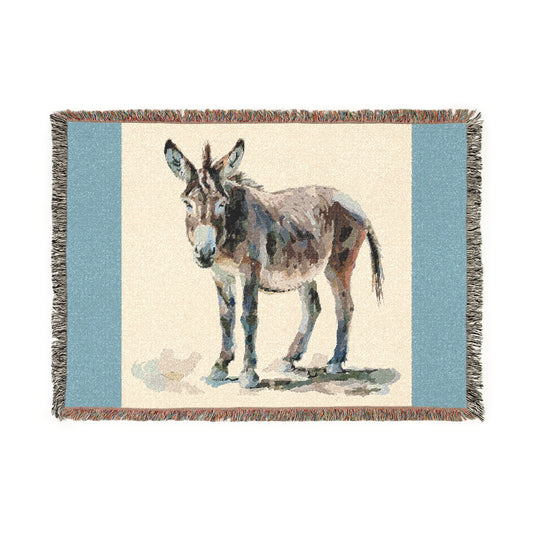 Charming Donkey Woven Blanket | Cozy Home Decor, Animal Lover Gift, Farmhouse Style, Couch Throw, Unique Accent