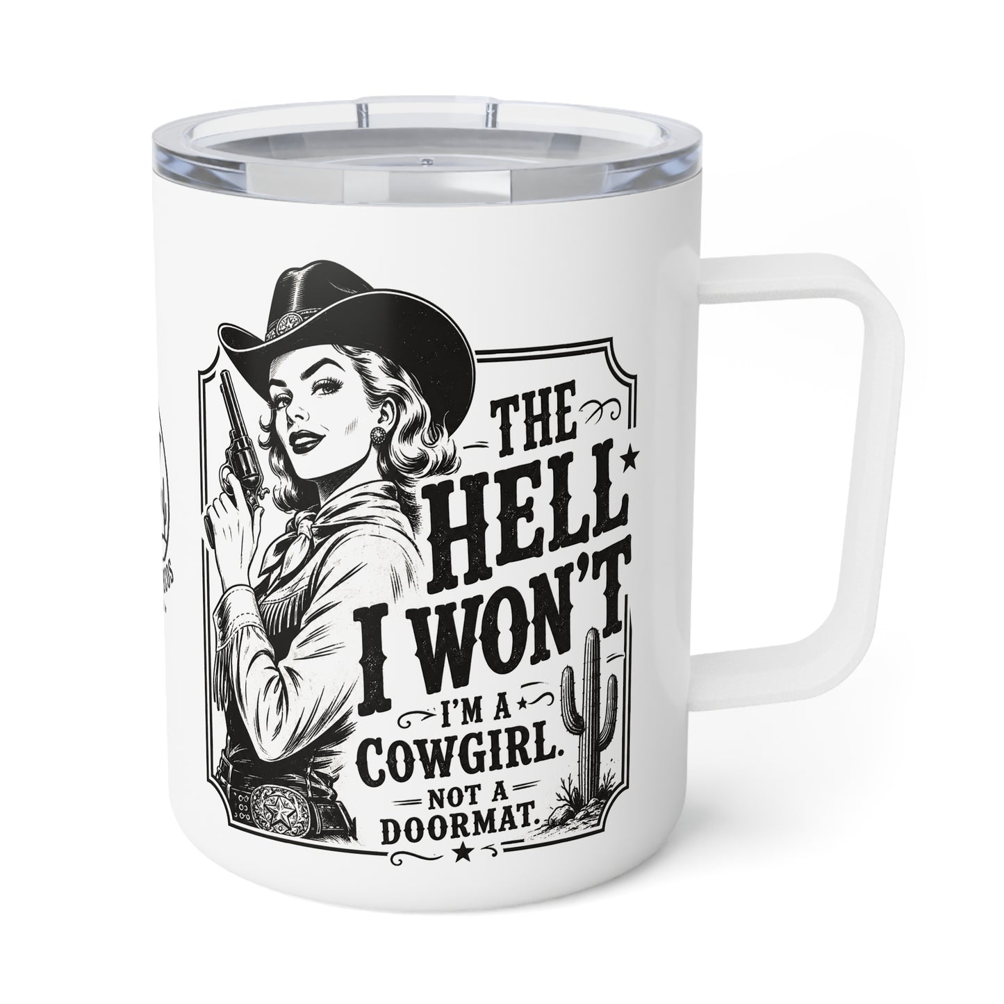 Western 10oz Insulated Coffee Mug – 'West on Pecos' Vintage Ranch Design