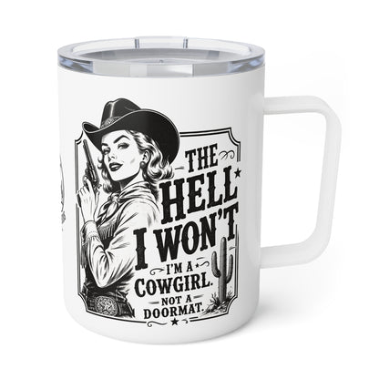 Western 10oz Insulated Coffee Mug – 'West on Pecos' Vintage Ranch Design