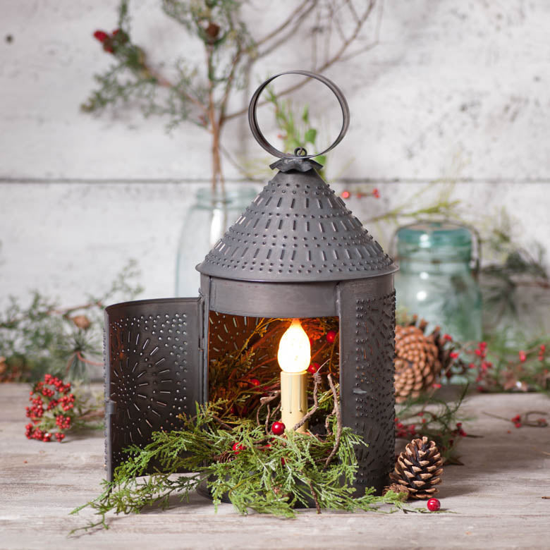 Cozy 15" Fireside Lantern in Rustic Kettle Black