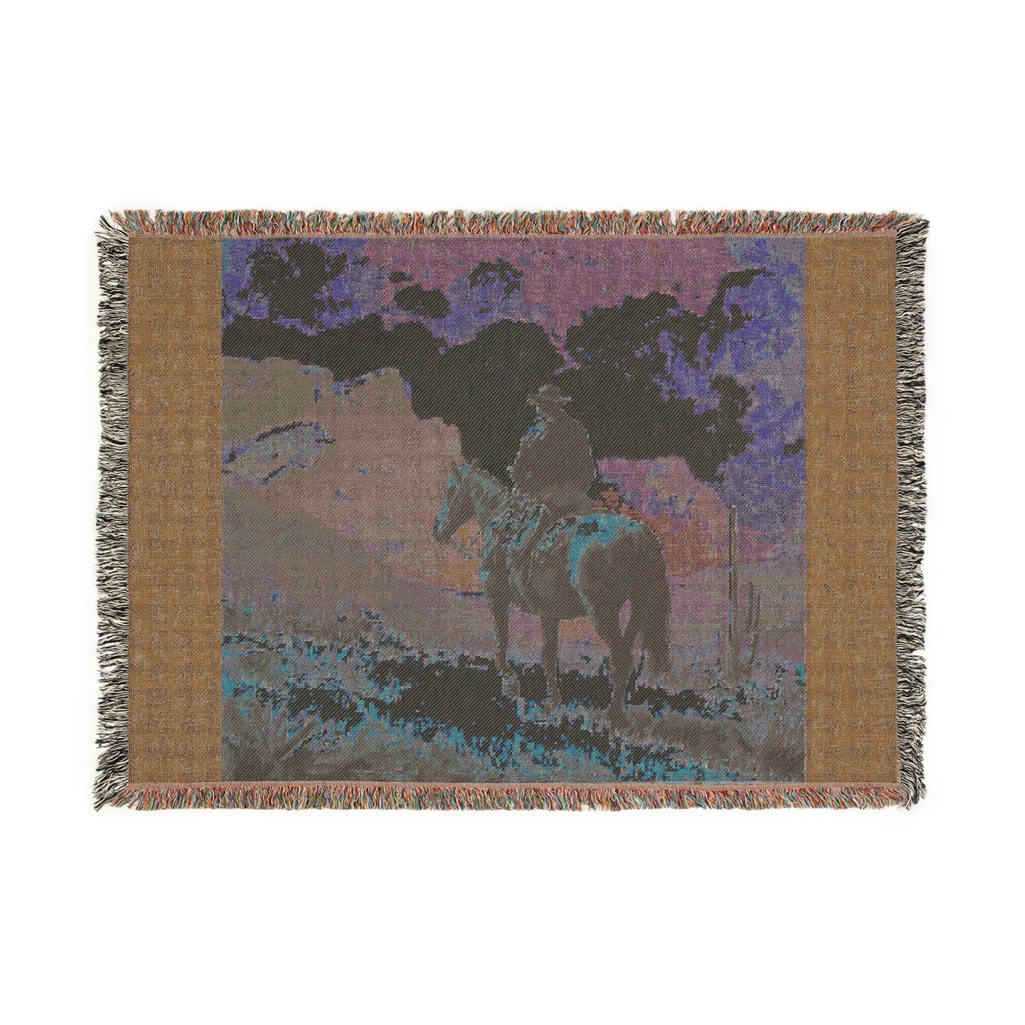 Cowboy Western Woven Blanket – Scenic Rider Throw
