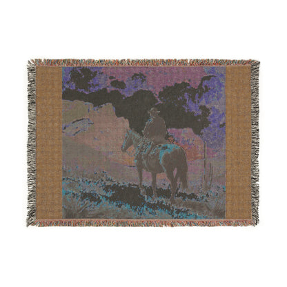 Cowboy Western Woven Blanket – Scenic Rider Throw