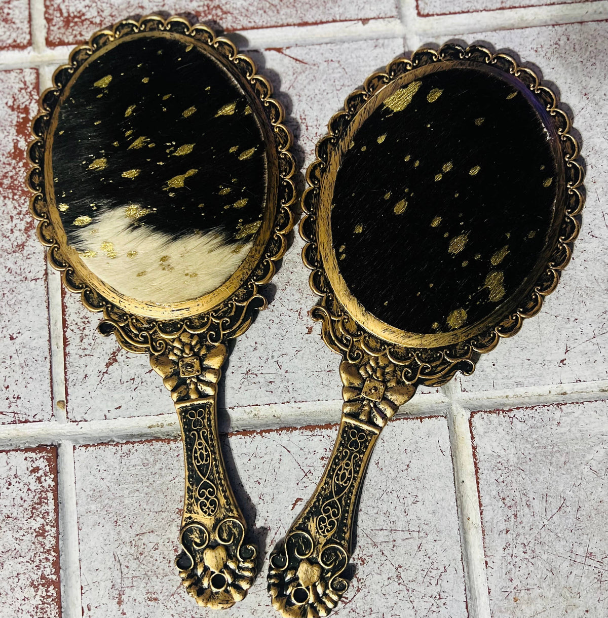 Cowhide Vintage Style Mirror