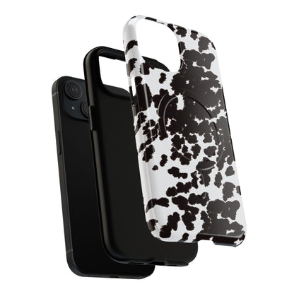 Cow Print Tough Magnetic Phone Case — Black & White Protective MagSafe Cover