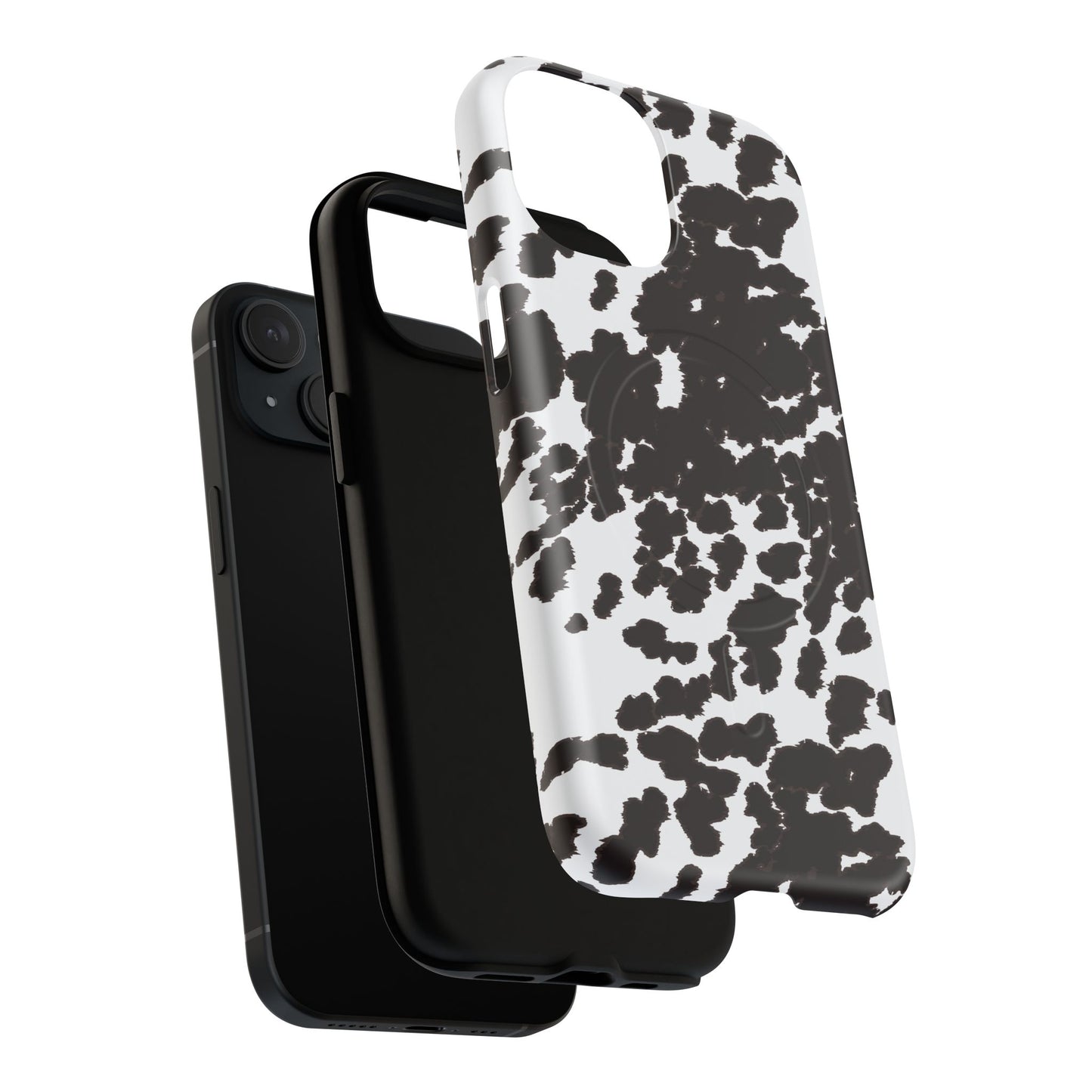 Cow Print Tough Magnetic Phone Case — Black & White Protective MagSafe Cover
