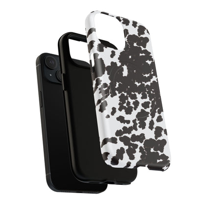 Cow Print Tough Magnetic Phone Case — Black & White Protective MagSafe Cover
