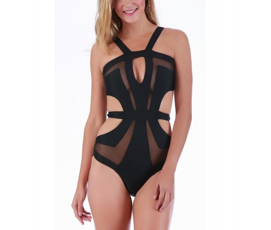 1 Piece Swimsuit With Cutouts And Mesh Insets 153150